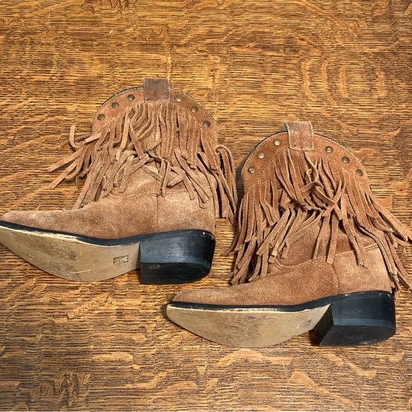SMOKEY MOUNTAIN BROWN LEATHER FRINGE STUDDED COWGIRL COUNTRY WISTERIA BOOTS - Picture 7 of 16